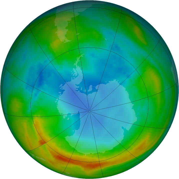 Antarctic ozone map for 30 July 1988